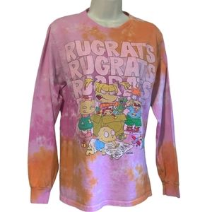 🗺️ Nickelodeon Rugrats Vibrant, Tie-Dye Unisex Size Small Retro Long Sleeves